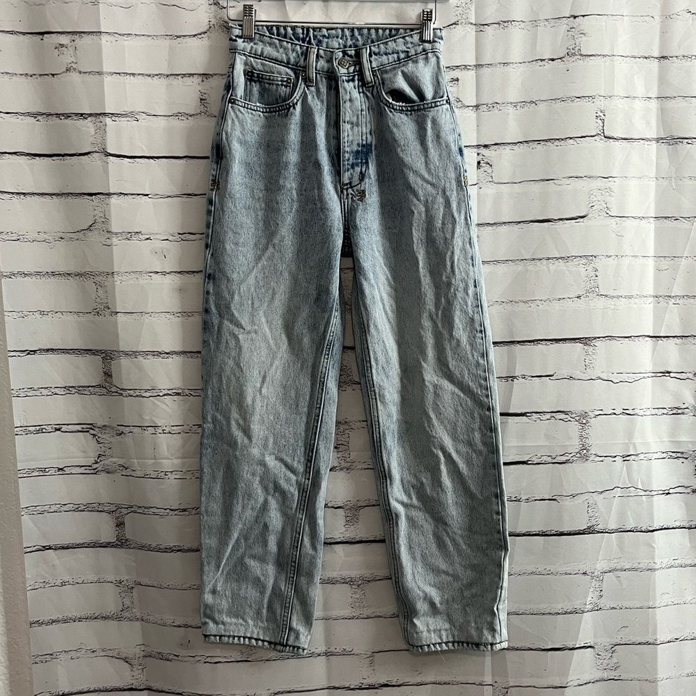 Ksubi Light Wash Straight Leg Jeans SZ 25 100% Cotton High Rise Denim Button Fly